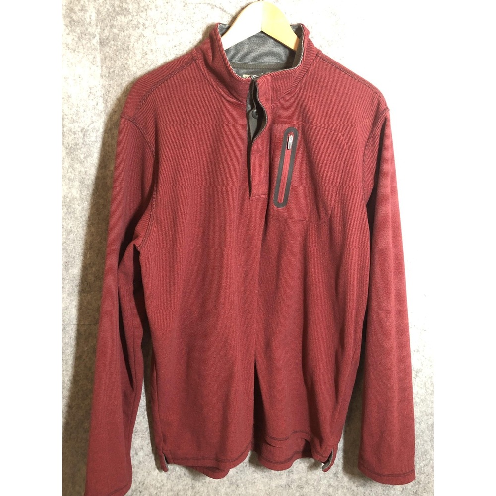 LL Bean‎ Sweater Mens Large Red Polyester Fleece Quarter Zip Pullover Pocket